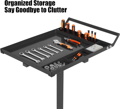 Adjustable Rolling Work Table with Wheels, 300LB Heavy Duty Tool Cart