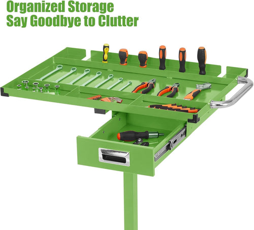Adjustable Rolling Work Table with Drawer, 300LB Heavy Duty Tool Cart